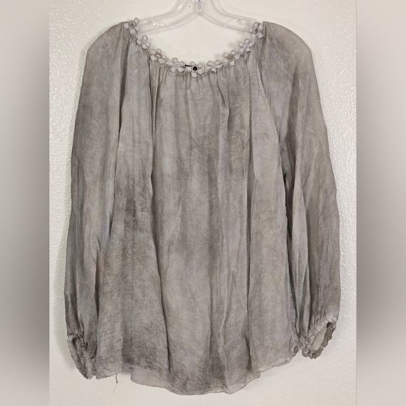 BELLE FRANCE Italian Silk Top Large L Bohemian Fairy Whimsigoth Festival - Picture 8 of 8